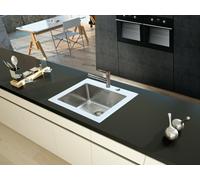 Evier de Cuisine Verre Évier Encastré Évier Inox 55 x 53 Blanc respekta New York