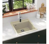vidaXL Évier de cuisine Granit 1 bac profond rectangulaire réversible Beige
