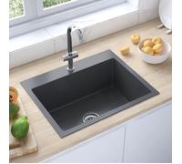 vidaXL Évier de cuisine fait main Noir Acier inoxydable