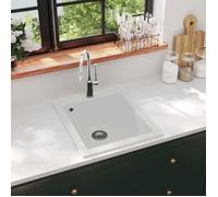 Évier de cuisine - vidaXL - Granite Blanc - Résistant aux rayures - Encastrable