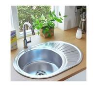 Évier de cuisine - VIDAXL - Ovale - Acier inoxydable - 50 cm - 1 bac