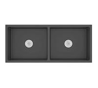 Évier de cuisine - VIDAXL - Rectangulaire - 2 bacs - Inox noir - Design contemporain
