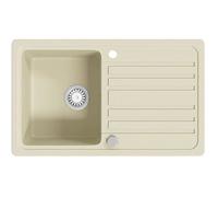 vidaXL Évier de cuisine Granit Seul lavabo Beige