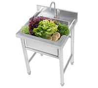 Évier de garage, évier de cuisine utilitaire en acier inoxydable avec robinet, évier commercial à 1 compartiment pour restaurant, buanderie, garage (19,7"/23,6")