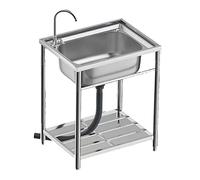 Évier De Jardin Extérieur Professionnel, Évier Autoportant En Acier Inoxydable, Plan De Travail Inox Evier, Jardin Plonge Avec Robinet, Durable, Facile À Nettoyer, Evier Pour Garage (Color : Single f