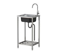 Évier de Jardin Inox, Evier Exterieur Lavabo Mobile Evier Multifonction Avec Robinet Plonge Inox Lavabo Autoportant Évier Commercial pour Garage Camping Cuisine 42X37cm
