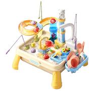 Évier de Jeu avec Eau Courante Table d'eau 7 en 1 pour Enfants avec Jouet de pêche Jouet Cuisine réaliste pour Faire Semblant Circulation Automatique pour garçons et Filles Bleu