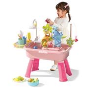 Évier de Jeu électrique pour Table à Eau pour Enfants avec Eau Courante avec Pieds de Table Amovibles Évier Jeu éducatif avec Robinet Rotatif à 180 ° pour Jouets Jardin pépinière d