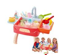 Évier de Jeu Enfant, Évier de Cuisine Enfant avec Eau Courante, Système Automatique de Cycle d'eau Accessoires Lave-Vaisselle Inclus Jouets Éducatifs d'Imitation pour Pratique
