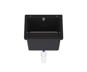 Évier de lavabo QLS, bac de lavage extérieur, jardin, garage, cave, buanderie, atelier, évier (noir) - Polypropylène - 40 x 38 cm - Installation comptoir - Classique