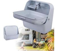 Évier de lavage des mains pliable pour camping-car, évier de bassin pour caravane, évier de cuisine pour camping-car, évier mural pour caravane, évier de bassin anti-éclaboussures,White