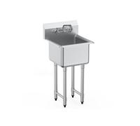 Evier de Préparation Commercial 1 Cuve en Inox 45,7x38 cm avec Dosseret