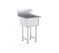 Evier de Préparation Commercial 1 Cuve en Inox 53,3x45,7 cm avec Dosseret