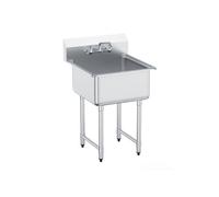 Evier de Préparation Commercial 1 Cuve en Inox 61x61 cm avec Dosseret