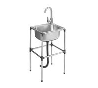 Évier de préparation en acier inoxydable avec robinet chaud et froid 37 x 31 x 60 cm Évier de cuisine commercial pour restaurant et utilisation industrielle Comprend un drain et un robinet, idéal pour