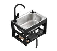 Évier de restaurant mural en acier inoxydable avec robinet d'eau chaude et froide pour cuisines commerciales et domestiques