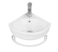Évier de salle de bain d'angle mural avec robinet Combo Petit lavabo en céramique avec trop-plein et crochet de serviette pour maison moderne 30 cm