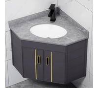 Évier de salle de bain d'angle - Petite coiffeuse murale avec armoire flottante pour les espaces restreints, lavabo de salle de bain à profondeur étroite, idéal pour les salles de bains compactes et