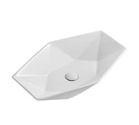 Évier de salle de bain élégant en céramique blanche avec bonde pop-up - 57 cm au-dessus du comptoir pour vestiaire, hôtel et utilisation à la maison