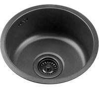 Évier De Salle De Bain en Acier Inoxydable Noir sans Comptoir De Bar, Petit évier Rond, évier Simple, Ensemble Lavabo, Black, 35 * 35 * 15cm
