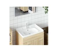 vidaXL Évier de salle de bain blanc 71x48x23cm rectangulaire céramique
