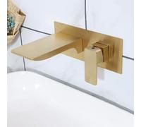 Évier de salle de bain moderne Taps cascade Mur Mur Mot Waterfall Bath Bath Black Black Lever Basin Basin Taps Bassin Brass Bassin Hot And Cold Mixer Tap, or brossé LWX