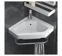 Évier de salle de bain mural d'angle compact avec robinet et porte-serviette, mini évier en céramique blanche avec trop-plein, design peu encombrant (taille : C-S)