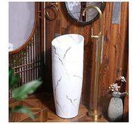 Évier de Salle de Bain piédestal Ceramic Retro Industrial Style Déco avec piédestal Dur et Facile à Nettoyer Le Bassin Debout, Kaolin Clay Sink Room Count-Top (L avec Miroir) Made in China