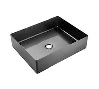 Évier de salle de bain rectangulaire en acier inoxydable - Lavabo encastrable - Pour hôtel - Design artistique - Durable et élégant - Pour un usage domestique et commercial