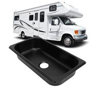 Évier de Salle de Bain Rectangulaire pour Camping-car, évier de Lavabo Simple à Encastrer en Acier Inoxydable 304 avec Trou de Vidange de 40 Mm pour (Revêtement noir pulvérisé
