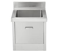 Évier de service sur pied à cuve profonde pour balais à franges commerciaux, en acier inoxydable 304, pour cours extérieures et résidentielles.