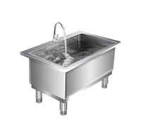 Évier de sol commercial en acier inoxydable avec robinet, station de lavage industrielle, évier utilitaire à cuve profonde avec crépine, évier sur pied durable (70 x 40 x 50 cm / 28 x 16 x 2
