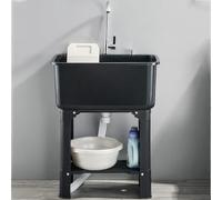 Évier De Sol Utilitaire Avec Plan De Lavage Éviers De Vidange Robustes, Station De Lavage Autonome, For Jardins, Garages, Écoles, Salles De Bains, Usines, Hôtels(Noir)