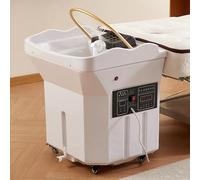 Évier De Spa Japonais,Capacité De Stockage D'eau 60 L,Bac À Shampoing À Circulation D'eau Avec Fonction De Fumigation Et Luminothérapie,Double Chauffage,Pour Coiffeurs(White,Style1)