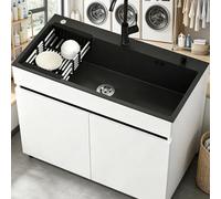 Évier d'extérieur autonome avec armoire en nid d'abeille en aluminium, lavabo en acier inoxydable, robinet mélangeur et distributeur de savon, idéal pour Ga ou jardin, blanc, 80 x 45 x 85 cm