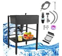 Évier d'extérieur autonome avec égouttoir 75 x 45 x 86 cm KitchenCucina Kit de drainage inclus, parfait pour garage, restaurant, jardin, buanderie
