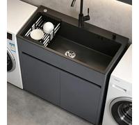 Évier d'extérieur en acier inoxydable avec robinet en nid d'abeille en aluminium et distributeur de savon idéal pour Ga Garden Blanc 68 x 45 x 85 cm et design Slish