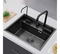 Évier Dissimulé, évier En Acier Inoxydable 304, évier Simple Nano, Mini évier Noir, Robinet Invisible, évier De Cuisine,55 * 45cm