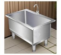 Évier domestique rectangulaire pieds réglables Evier en acier inoxydable 304 cuve profonde H 19.7" rails de guidage en X construction monobloc angles à petit rayon(39.4x15.7x19.7")