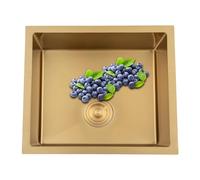 Évier doré en acier inoxydable - Carré encastrable ou encastré avec filtre de vidange - Lavabo de balcon sous évier de cuisine - 50 x 45 cm - Avec filtre d'écoulement en acier inoxydable