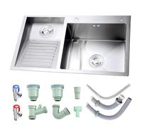 Évier double cuve en acier inoxydable 304 avec planche à laver pour gaz et sous-sols 80 cm Évier à droite pour une utilisation intensive Installation facile