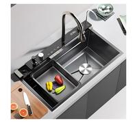 Évier double en acier inoxydable - Cascade, Nano nid d'abeille, 68x46 cm(68x46cm/26.8x18.1in)