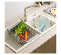 Évier double en quartz à encastrer, poste de travail de cuisine avec robinet extractible, tuyau de descente, panier de vidange et vanne d'angle (8145)