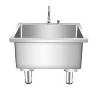 Évier en acier inoxydable 304 indépendant avec robinet, bouton de vidange de 30 cm de profondeur, idéal pour les restaurants et une utilisation commerciale, et facile à nettoyer