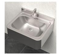 Évier en Acier Inoxydable 304 Mural avec Panneau Evier Domestique Arrondis Protection Non-débordement Cuve Approfondie à 23 Cm (5,1") Grande Ouverture Finition Brossée