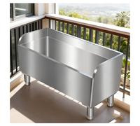 Évier en acier inoxydable avec panneau arrière à 3 côtés, pieds réglables, hauteur 21,7 cm, coins arrondis, 1 pièce, construction double couche, lavabo, finition brossée (90,4 x 16,1 x 21,7 cm)