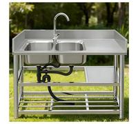 Évier en Acier Inoxydable Conception à Double Cuve Bords Triple Soudure H80 Cm (31,5") Evier de Cuisine Finition Brossée Construction Monobloc Renfort Poutre Petits(Left Basin-47.2x19.7x31.5")