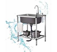 évier en Acier Inoxydable, évier Commercial, évier à Linge, évier Commercial, évier Utilitaire à Cuve Unique pour La Lessive, Arrière-Cour, Garage, Restaurant, Extérieur, Hot and Cold, 52x38