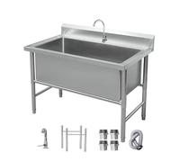 Évier en Acier Inoxydable, Évier sur Pied, Éviers cuisine 1 Bac, Evier Buanderie, Extérieur Évier De Jardin(120X70X80cm/47.2X27.5X31.4in,15.7" Deep)