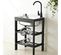 Évier En Acier Inoxydable, Grand Évier Commercial Autoportant, Lavabo De Préparation Et Utilitaire, For Restaurant, Café, Bar, Hôtel, Garage, Buanderi(52x38x75cm)